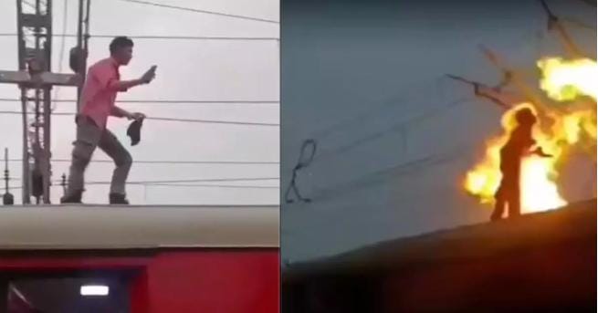 इटारसी रेलवे स्टेशन पर बड़ा हादसा: ट्रेन की छत पर चढ़ा युवक OHE लाइन की चपेट में आया, 70% झुलसा